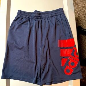 Boys Adidas Navy and Red shorts. Size youth large (14/16).